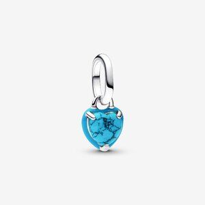 Pandora Turquoise-coloured Heart Mini Dangle Charm